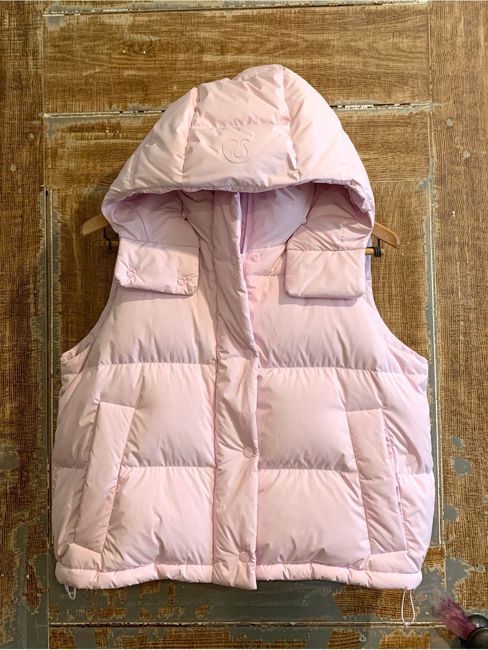 Wunder Puff Down Fill Quilted Puffer Vest Hooded Jacket Light Pink sz 6